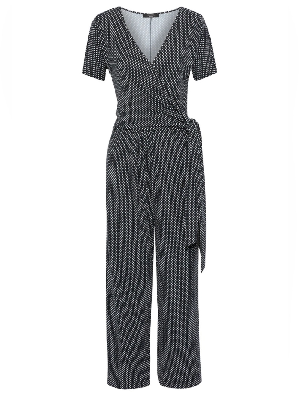 349. Weekend Max Mara Polka Dot Wrap Wide Leg Jumpsuit Black White Size S